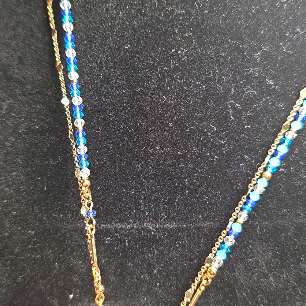 LOFT Elegant Gold and Blue Necklace